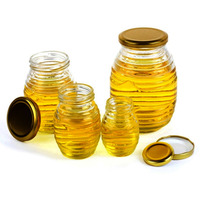 100ml 180ml 350ml 730ml Klares Leeres Wabenglas in Bienenstockform mit Metalldeckel zur Lebensmittelaufbewahrung Parmley