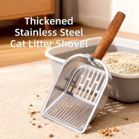 Pelle à litière pour chat en acier inoxydable, à trous fins, épaissie, ajourée, pour tamisage rapide de litière mélangée, surface antiadhésive