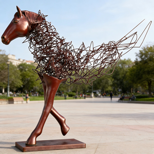Sculpture Cheval Pégase au Trot en Métal Recyclé – Sculptures-metal -recycle