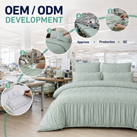 Ensemble de literie froncé sur mesure OEM ODM, housse de couette à volants, ensemble de couette, taille, couleur, tissu, broderie, logo personnalisés