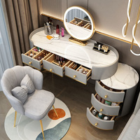 Meubles en bois de mélamine élégants bureau maquillage commode en métal armoire rangement suffisant coiffeuse avec chaise