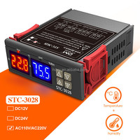 STC-3028 Termostat Digital Pengontrol Suhu dan Kelembapan STC 3028 Termometer Higrometer Pengontrol AC 110V 220V DC 12V 24V