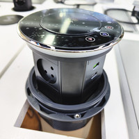 Prise de table de cuisine motorisée intelligente avec charge sans fil WIFI, étanche IP65, 4 côtés noirs, prise israélienne, avec USB-C