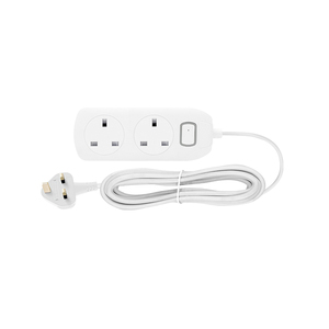 Plastic <strong>Extension</strong> Lead 2M 4 Gang UK Plug <strong>Sockets</strong> <strong>Bar</strong> with 3m Wire Shutter &amp; Children Protection White 13A - Product Image 6
