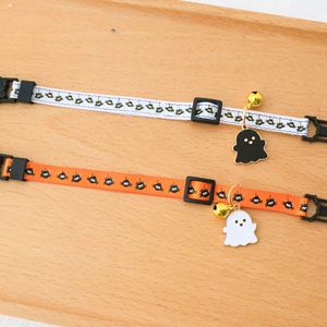 Collares ajustables para mascotas de Halloween lindo fantasma/araña calabaza gato collares hebilla de seguridad tela estampado decorativo patrón para perros - Product Image 3
