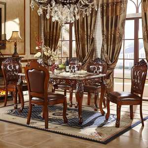 European Antique Dining Table Cadeiras Set Clássico Real Luxo Madeira Maciç<span class=keywords><strong>a</strong></span> Vintage Dining Room Móveis Conjuntos Completos para Casa - Product Image 3