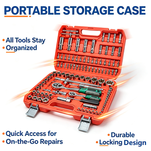 Boîte à outils professionnelle multifonctionnelle de 108 pièces en acier avec clé à cliquet, douilles et embouts de tournevis pour la réparation automobile et domestique - Product Image 1