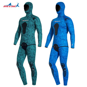 DIVE & SAIL 2 piezas de piedra caliza CR neopreno apnea traje con capucha camuflaje hombre trajes húmedos 3mm 5mm 7mm traje de pesca submarina - Product Image 3
