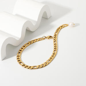 สร้อยข้อมือไข่มุกสไตล์บาร็อคสีทองทำจากสแตนเลส - Product Image 1