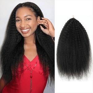 Extensions de cheveux humains pré-bouclées <span class=keywords><strong>Kinky</strong></span> <span class=keywords><strong>Straight</strong></span> pour crochet, installation facile, cheveux brésiliens Remy sans trame, fournisseur de cheveux en vrac pour tressage - Product Image 1