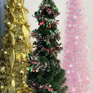 Guirlande de Noël en PVC écologique de 15 pieds avec un style moderne <span class=keywords><strong>et</strong></span> une bordure en ruban pour la décoration intérieure des fêtes - Product Image 4