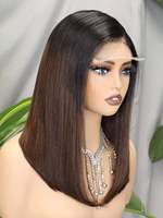 Peluca de Cabello Humano Vietnamita Estilo Bob |   Peluca de encaje frontal de longitud media |   Cabello Natural Liso Doble Trama SDD para Mujer