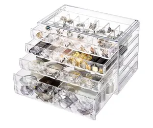 Caja organizadora de maquillaje de joyas, grande, de plástico, al por mayor, proveedor superior
