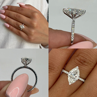Bague de fiançailles Toi et Moi en or blanc massif 10K/14K/18K avec diamant de laboratoire pavé taille marquise 1 carat, certifié IGI CVD/HPHT VVS couleur D