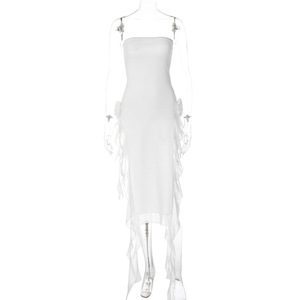 Sexy Shiny Irregular Ruffles Hem <strong>Open</strong> Back Dress Women Sleeveless Bodycon Dresses Summer New Party Beach Vacation <strong>Robes</strong> - Product Image 4