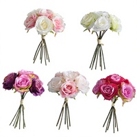 Bouquet de roses en soie fait main, fleurs artificielles, décoration de mariage, décoration de table de mariage, décoration de fête nuptiale, décoration de festival