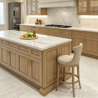 Armoires de cuisine en bois de luxe CBMmart, armoire décorative en verre de style français, armoire de cuisine classique en bois à panneaux surélevés avec îlot