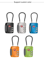 Cadenas à câble en acier avec serrure TSA à 3 chiffres réinitialisable en alliage de zinc pour sac à dos