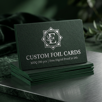 Cartes de visite personnalisées en relief avec dorure à chaud sur carton foncé, MOQ 200 pièces