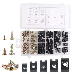 Juego de tornillos autorroscantes metálicos y abrazaderas en U de plástico para motocicleta Winning Path Point, kit de reparación de 170 piezas - Product Image 1