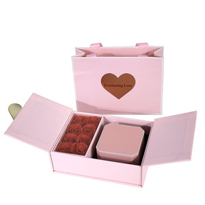 Caja de Regalo Octogonal de Doble Puerta con 8 Rosas de Jabón Artificiales, <span class=keywords><strong>Amor</strong></span> <span class=keywords><strong>Eterno</strong></span>, para el Día de la Madre o San Valentín - Product Image 4
