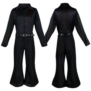 Traje de Actuación Unisex con Estampado Brillante, Spandex y Poliéster, Negro y Dorado, para Cantantes, Hip Hop y Baile - Product Image 4