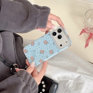 Cartoon KT Cat Glitter Leopard Pattern Mobile Phone Case For IPhone 17 16 15 14 Pro Max IMD Cute Bow Shockproof Soft <b>Cover</b> Back - Product Image 4