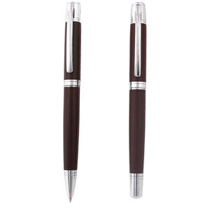 Bolígrafo Ejecutivo Promocional de Cuero Marrón con Mecanismo Giratorio - Product Image 2