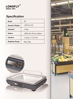LongFly Factory Venta al por mayor Balanza electrónica digital 6kg 15kg 128*32 LCD A0 Pesaje Caja registradora POS Caja registradora