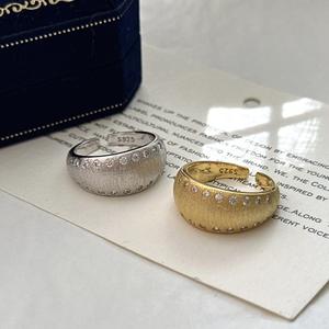 แหวนเงินแท้ S925 ประดับเพชรเม็ดเล็ก ดีไซน์ปากแหวนเปิด สไตล์หรูหราแบบฝรั่งเศสย้อนยุค แฟชั่นทันสมัย แหวน Mid-Ghulas เครื่องประดับ - Product Image 1