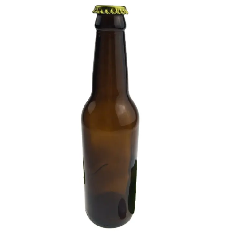 Stokta bira bardağı şişe Amber ekran baskı içecek likör bira şişeleri 330 Ml yuvarlak taç kap 250ml temizle bira şişesi CQ