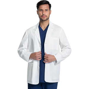 <span class=keywords><strong>Bata</strong></span> de Laboratorio Unisex <span class=keywords><strong>para</strong></span> Médico, 30 Pulgadas, Blanca, Duradera, Tejido Dobby Elástico, 65% Poliéster + 35% Algodón, <span class=keywords><strong>para</strong></span> Uso Hospitalario - Product Image 1