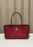 Sac fourre-tout en cuir véritable pour femme, motif crocodile, poignée supérieure, sac à main en cuir de vachette, quincaillerie dorée de luxe, sac à bandoulière pour femme de bureau