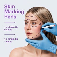 Stylo Marqueur Permanent Effaçable pour la Peau, Format Mini, à Base d'Eau, Pointe Fine en Polyester de 1 mm, Applications Chirurgicales, Cosmétiques, Tatouages, Piercings