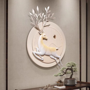 Décoration Murale Ronde Moderne Cerf en Résine 3D Faite à la Main avec Lumière LED pour Salon et Entrée - Vente en Gros - Product Image 5