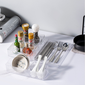 High quality combination kitchen cutlery clear plastic storage organizer food storage containers cosmetics drawer storage boxes