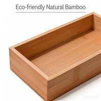 Lot de 2 organiseurs de tiroir empilables en bambou pour couverts et ustensiles de cuisine, avec plateau en bois