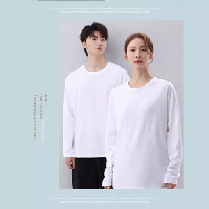 Camiseta informal de manga larga de algodón pesado para <span class=keywords><strong>hombre</strong></span> y mujer, diseño en blanco, Base blanca, Jersey de Color sólido suelto, tela con impresión Digital - Product Image 5