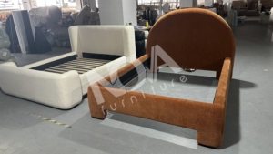 Nova Trắng Lambswool Vải Vua Kích Thước Giường Với Lưu Trữ Hiện Đại 5 Mảnh Phòng Ngủ Bộ Đồ Nội Thất Bọc Nữ Hoàng Giường Đầu Giường - Product Image 5