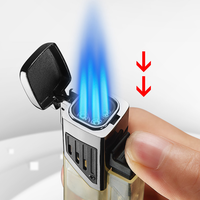 Briquet torche portable rechargeable en alliage de zinc DEBANG, design minimaliste, flamme à 4 jets, personnalisable avec logo, pour cigarettes et cadeaux promotionnels