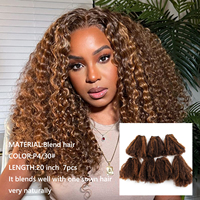 Anna - Extensions de cheveux synthétiques à mèches, mélange de cheveux humains, 7 pièces, qualité supérieure, aspect naturel, vente en gros directe d'usine
