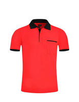 Polo à poche poitrine contrastante, manches courtes respirantes, uniforme pour personnel de restaurant, logo personnalisé, vente en gros