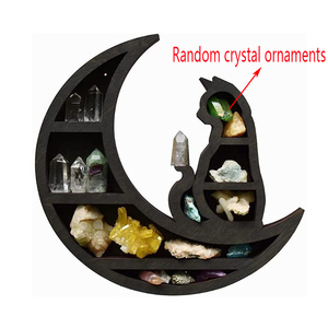 Crescents <strong>Moon</strong> Phase Crystals Stone Gothic Witchy Rustic Boho Living Room Wooden Ornaments Standing <strong>Shelf</strong> Crystal Pendulum - Product Image 2