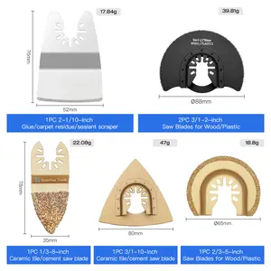 34 मिमी बढ़िया दांत 81 पीसी किट एच.सी.एस ऑसिलेटिंग वुड मल्टी टूल सॉ ब्लेड त्वरित रिलीज कार्बन सेट