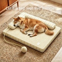 Tapis de couchage pour chien, coussin rafraîchissant, amovible, lavable, en polyester, motif à carreaux, pour usage intérieur, pour chiens