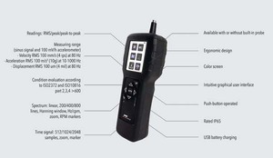 เครื่องวัดการสั่นสะเทือนแบบพกพา SPM รุ่น VC250 สำหรับตรวจสอบแบริ่ง พัดลม มอเตอร์ ปั๊ม คอมเพรสเซอร์ บนสถานที่ พร้อมฟังก์ชั่นวัดการสั่นสะเทือนของแบริ่ง - Product Image 4