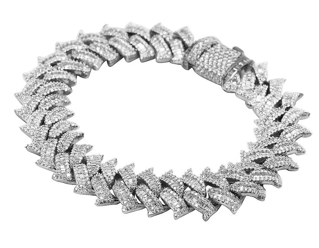 2022 new hip hop bling men boy jewelry full 5a cubic zirconia cz paved iced out bling spike cuban chain bracelet