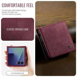 Funda CaseMe <span class=keywords><strong>033</strong></span> para Samsung <span class=keywords><strong>Galaxy</strong></span> Z Flip7 5G, Forro de Piel de Becerro, Microfibra, Bloqueo RFID - Product Image 6