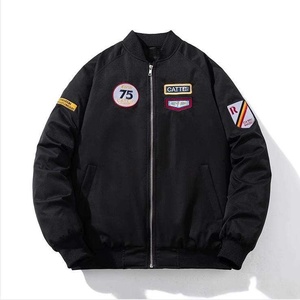 Venta al por mayor de encargo de los hombres chaqueta de bombardero Otoño Invierno grueso cálido bordado cremallera abrigo gordo gran tamaño hombre chaqueta de vuelo - Product Image 2