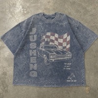 T-shirt unisexe surdimensionné personnalisé avec motif délavé à l'acide, style Y2K vintage, streetwear épais